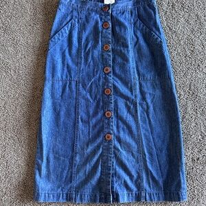 Vintage Denim Button-Front Skirt